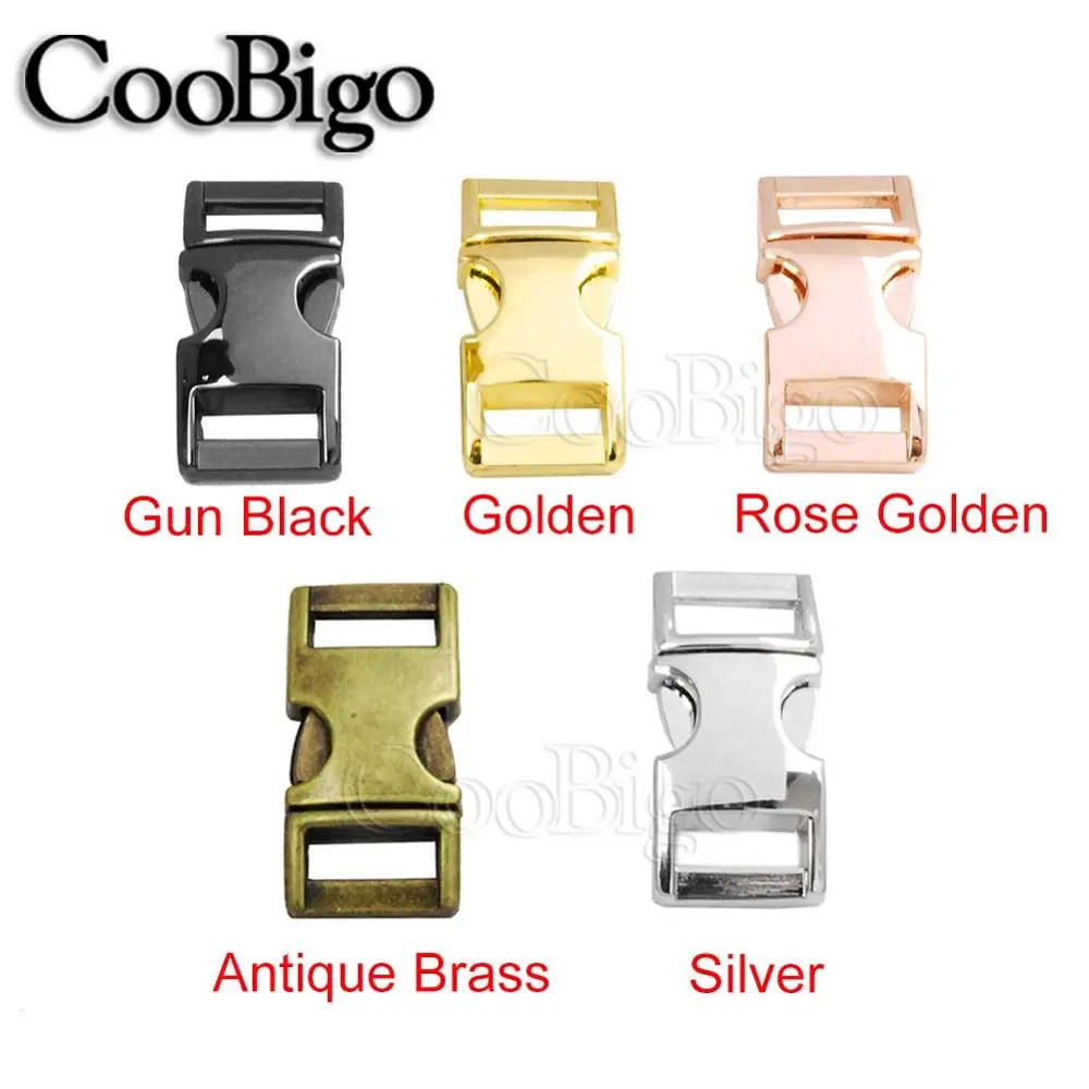 Side Release Buckles 550 Paracord Bracelet Buckle Braid Wristband Closure Metal for Bag Tactical Backpack Accessories 10mm 5pcs