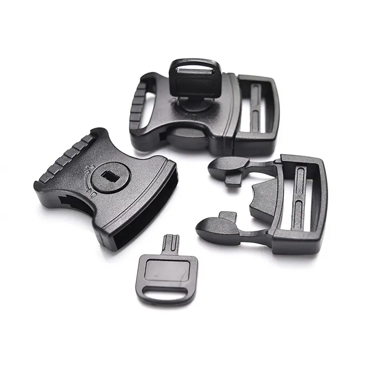 10pcs Palstic Lock Buckle With Key Curved Side Release Safety Buckles Paracord Bracelet Backpack Strap Belt Pet Collar Accessory