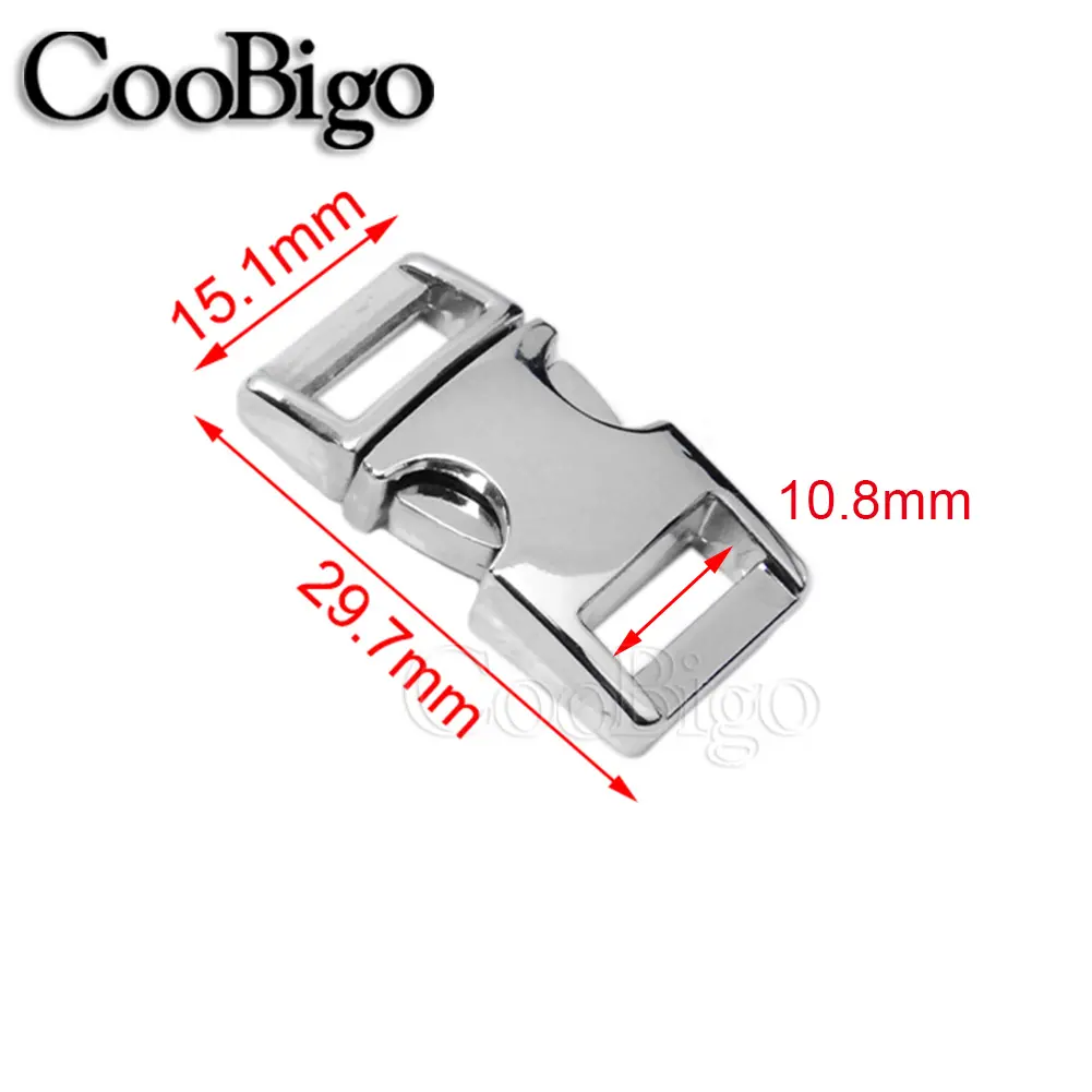 Side Release Buckles 550 Paracord Bracelet Buckle Braid Wristband Closure Metal for Bag Tactical Backpack Accessories 10mm 5pcs