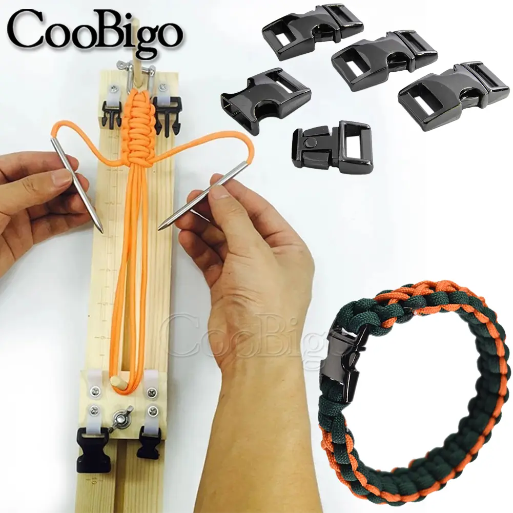 Side Release Buckles 550 Paracord Bracelet Buckle Braid Wristband Closure Metal for Bag Tactical Backpack Accessories 10mm 5pcs