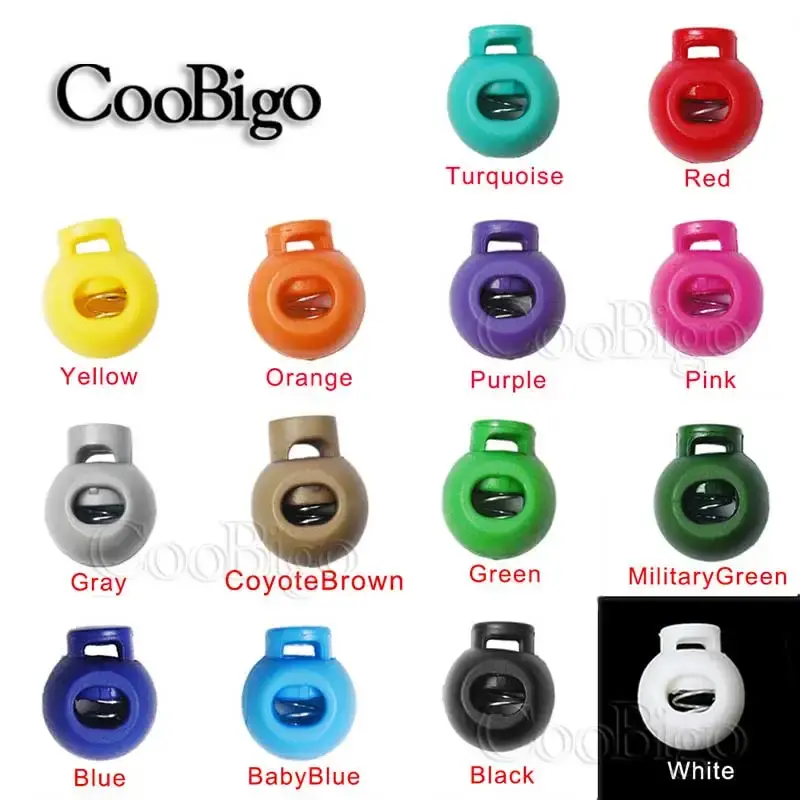 10pcs Plastic Cord Lock Stopper Toggle Clip Round Ball for Paracord Rope Drawstring Shoelace Backpack Sportswear DIY Accessories
