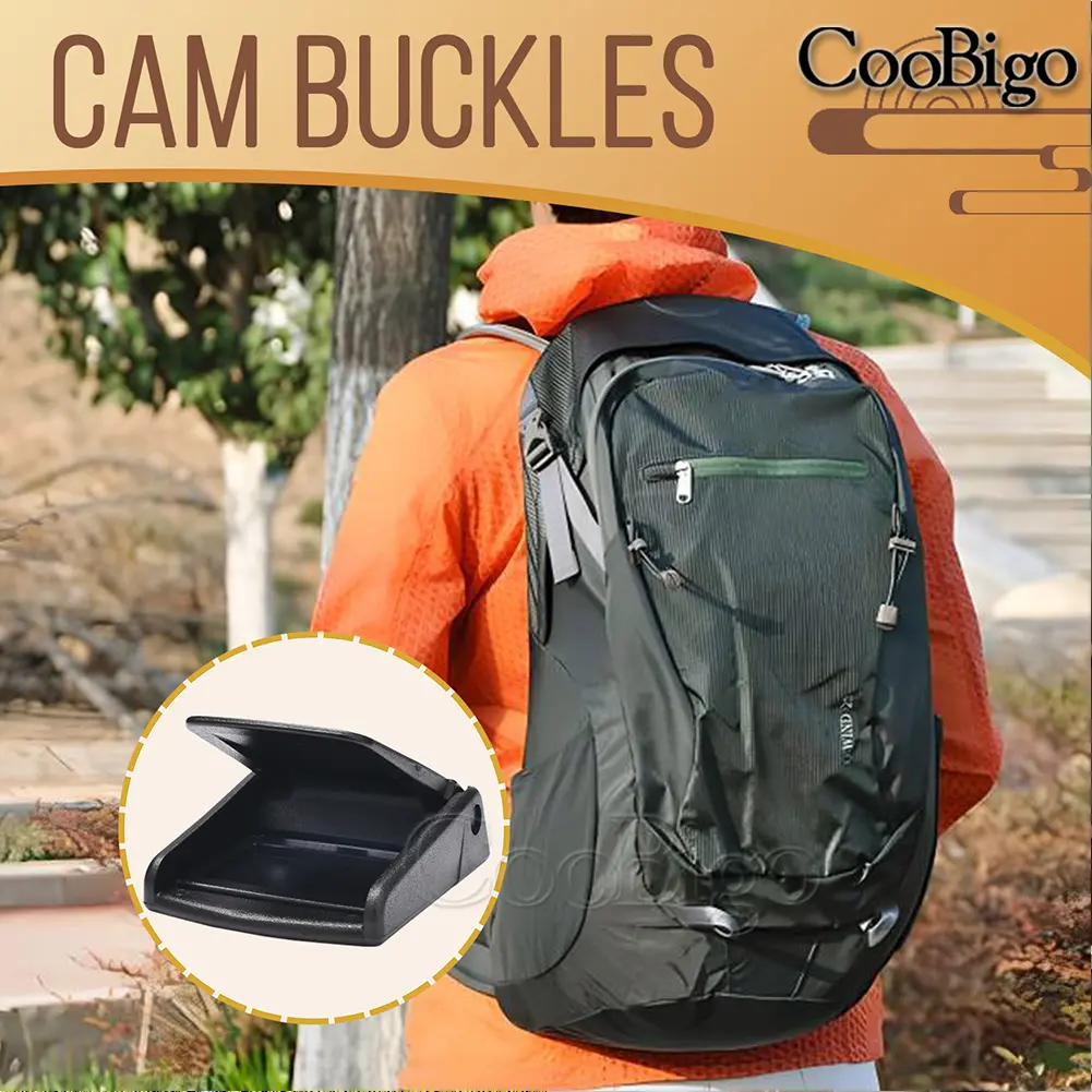 5pcs Cam Buckles Belt Clip Toggle Clamp Plastic Molle Tactical Outdoor Backpack Bag Webbing Straps DIY Accessories Black 16-50mm