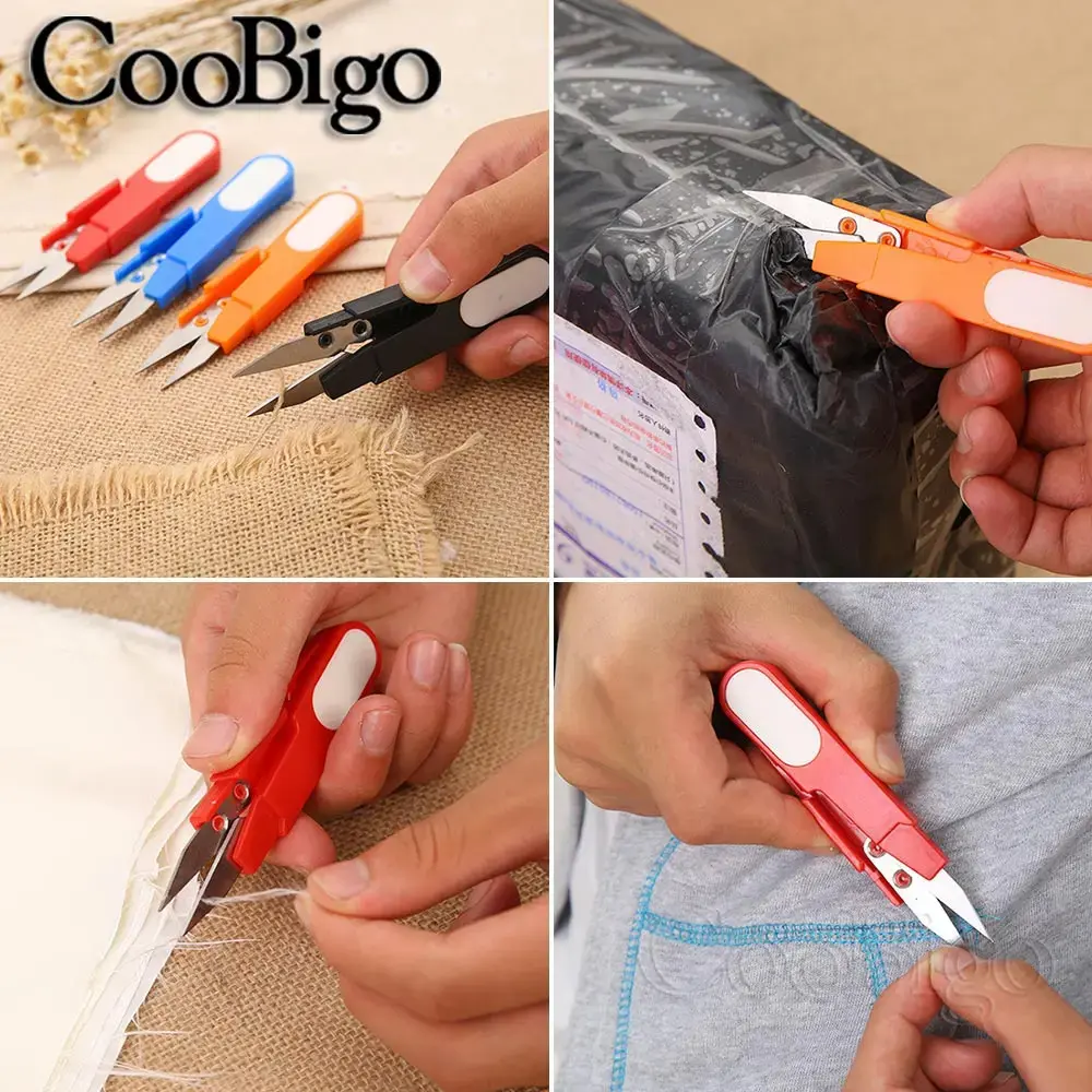 1pcs Portable Fishing Scissors Handle Safety Cover Plastic Cross-stitch Cutter Tool Thread Embroidery Sewing DIY Craft Supplies