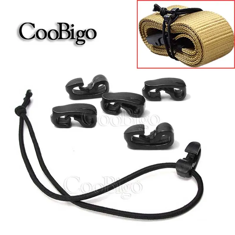 5pcs Black Outdoor External Strapping Plastic Hook Rope Buckle Elastic Rope Cord Bungee Ties With Hook Backpack Bag Parts