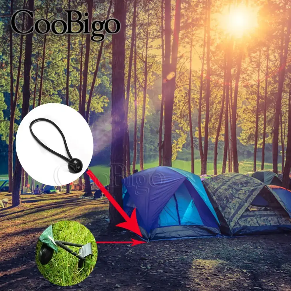12pcs Bungee Cord Ball Tarp Canvas Tarpaulin Flagpole Ties Cord ends Elastic Rope Lace Fixed Boat Pole Camping Tent Accessories