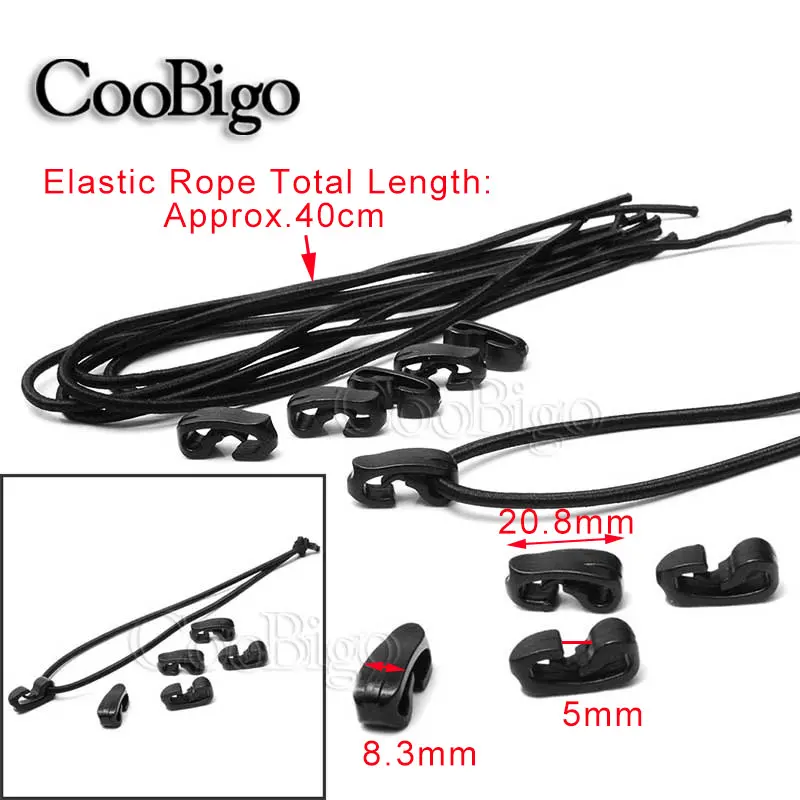 5pcs Black Outdoor External Strapping Plastic Hook Rope Buckle Elastic Rope Cord Bungee Ties With Hook Backpack Bag Parts