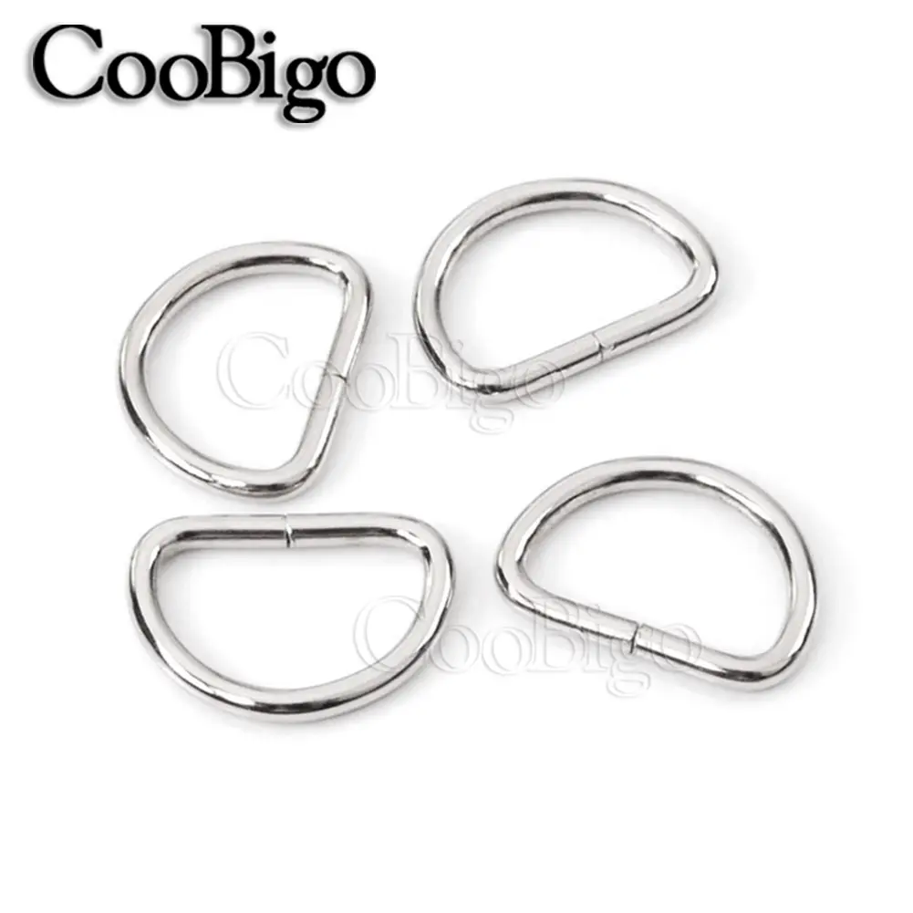 10pcs Metal D Ring Dee Loop Buckles for Outdoor Backpacks Straps Tactical Belt Plated Silver Color Non-Welded 10 20 32 38 50 mm