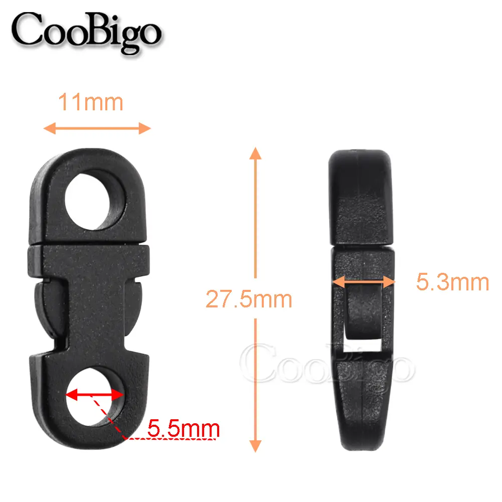 10pcs Colorful 2 Hole 5mm Safety Clasp Straight Side Release Buckle For Outdoor Paracord Bracelet Camp Tent Rope Accessories