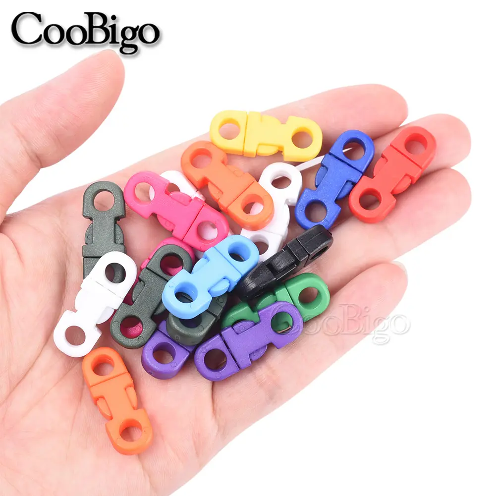 10pcs Colorful 2 Hole 5mm Safety Clasp Straight Side Release Buckle For Outdoor Paracord Bracelet Camp Tent Rope Accessories