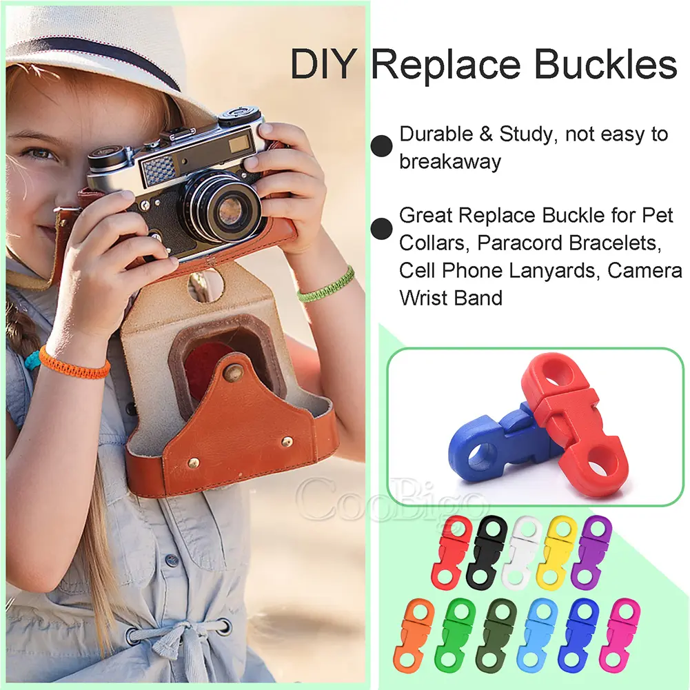 10pcs Colorful 2 Hole 5mm Safety Clasp Straight Side Release Buckle For Outdoor Paracord Bracelet Camp Tent Rope Accessories
