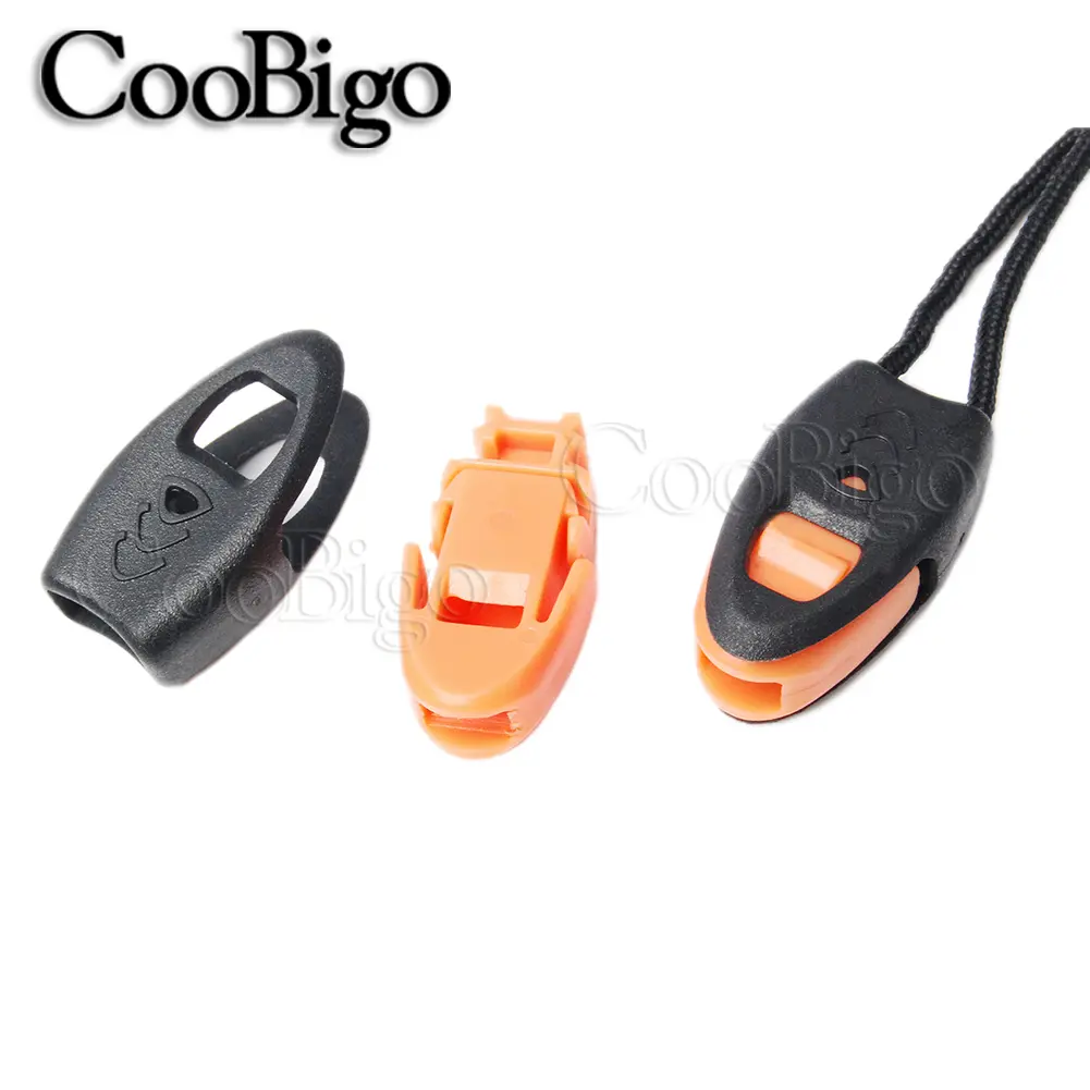 5pcs Emergency Whistle Orange Plastic Zipper Pull Cord Lock Ends Stopper Clip Outdoor Camping Travel Kits Paracord Knife Lanyard