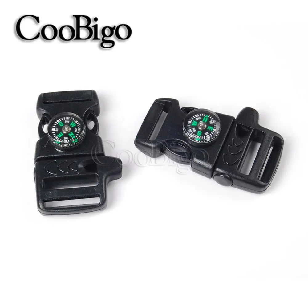 10pcs Emergency Survival Whistle Buckle with Compass for Outdoor Camp Paracord Bracelet Backpack Strap Bag Accessories