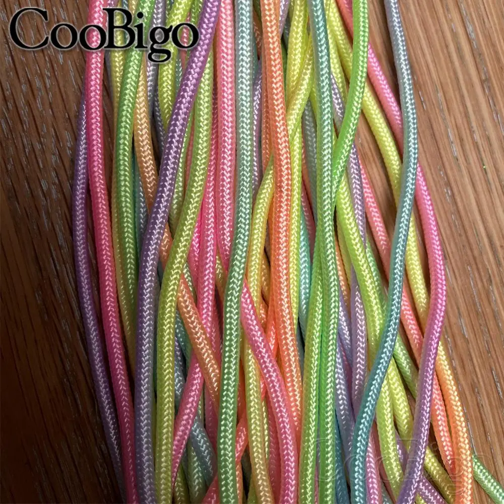 3mm Rainbow Parachute Cord Lanyard Braided Rope for Paracord Bracelet DIY Keychain Survival Wristband Outdoor Camping Tent Parts