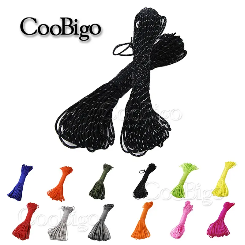 1pcs Reflective Paracord Rope Dia.4mm for Survival Parachute Cord Lanyard Camping Climbing Camping Rope Hiking Clothesline