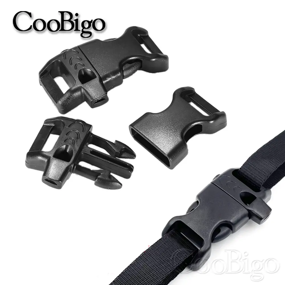 10pcs Plastic Whistle Buckles Paracord Bracelet Clasp Side Release Fastener Outdoor Camp Backpack Emergency Survival Accessories