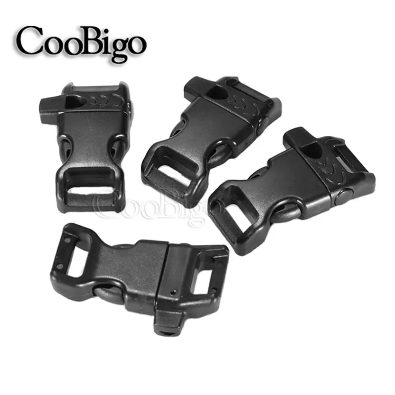 10pcs Plastic Whistle Buckles Paracord Bracelet Clasp Side Release Fastener Outdoor Camp Backpack Emergency Survival Accessories