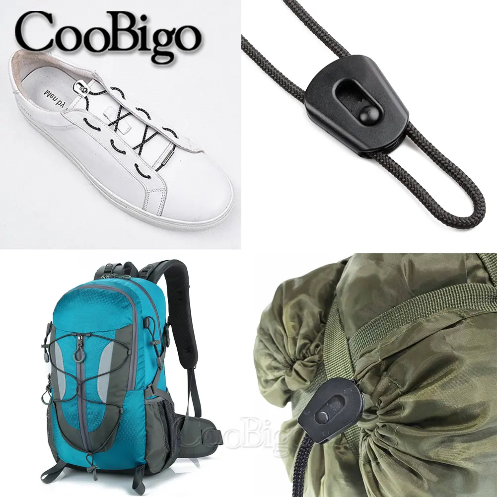 10pcs Plastic Cord Lock Ends Stopper Wheel Pull Strings Clip Shoelace Rope Clamp for Backpack Bag Paracord Clothing Accessories