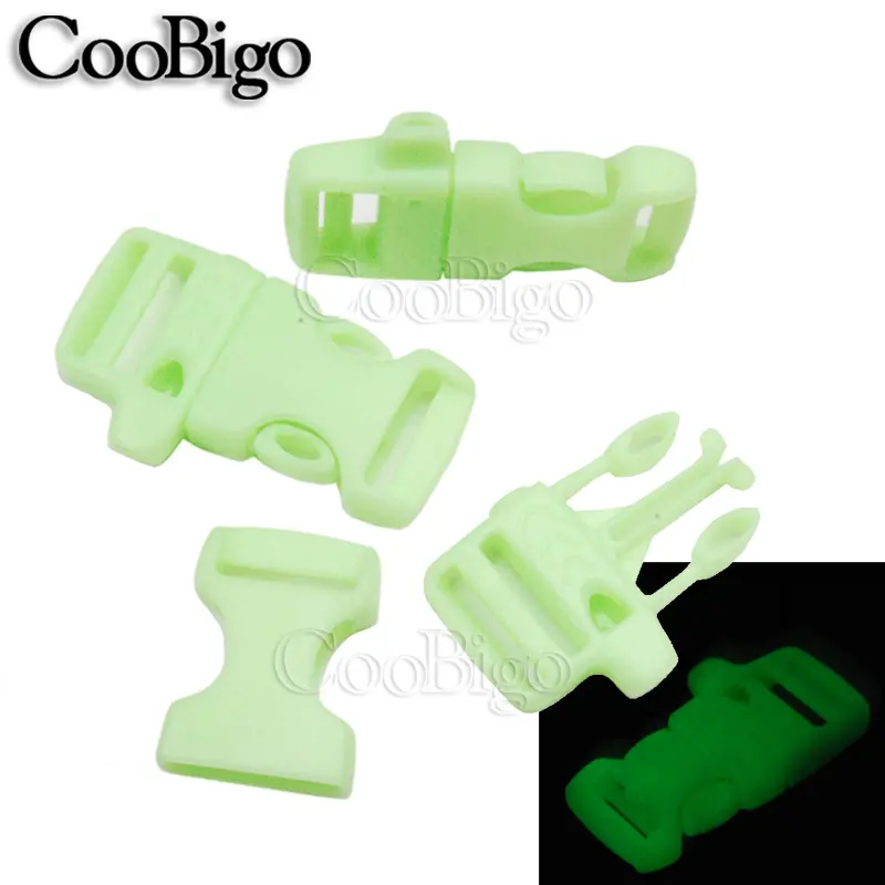 12pcs Whistle Buckles Paracord Bracelet Clasp Plastic Clips Glow in the Dark for Outdoor Camp Backpack Survival Accessories 17mm