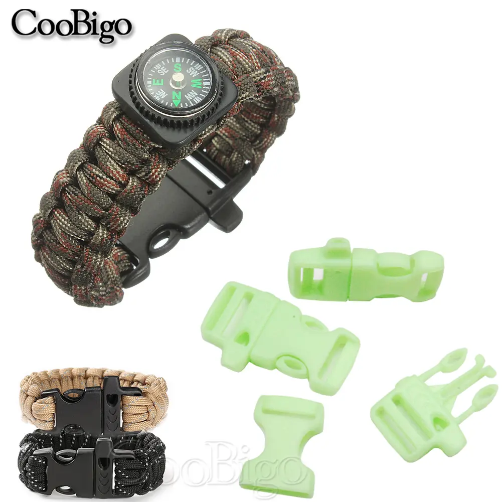 12pcs Whistle Buckles Paracord Bracelet Clasp Plastic Clips Glow in the Dark for Outdoor Camp Backpack Survival Accessories 17mm