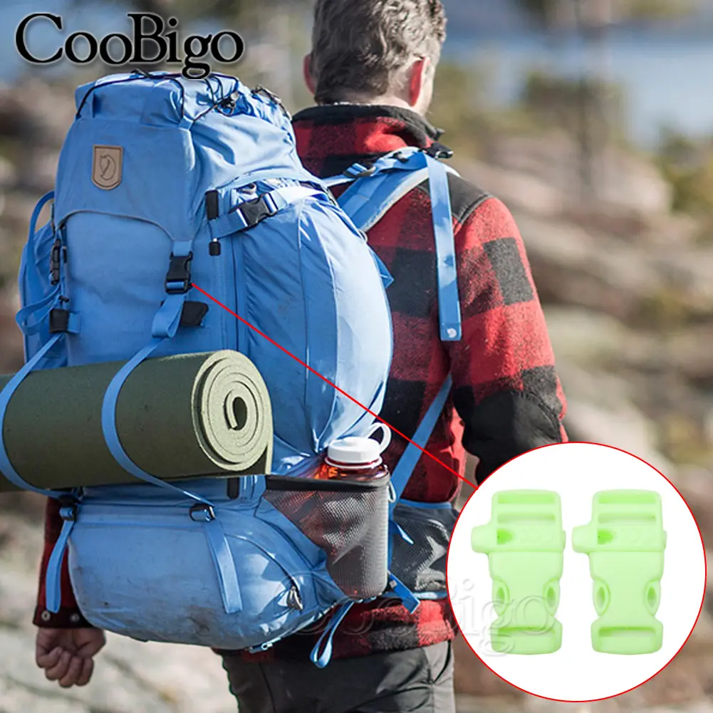 12pcs Whistle Buckles Paracord Bracelet Clasp Plastic Clips Glow in the Dark for Outdoor Camp Backpack Survival Accessories 17mm