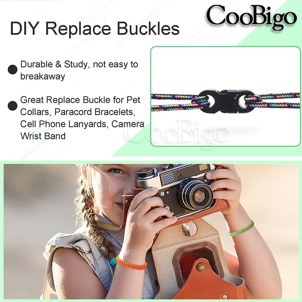12pcs Mini Side Release Buckle Curved Parachute 550 Paracord Bracelet DIY Dog Collar Strap Webbing Outdoor Camping Backpack
