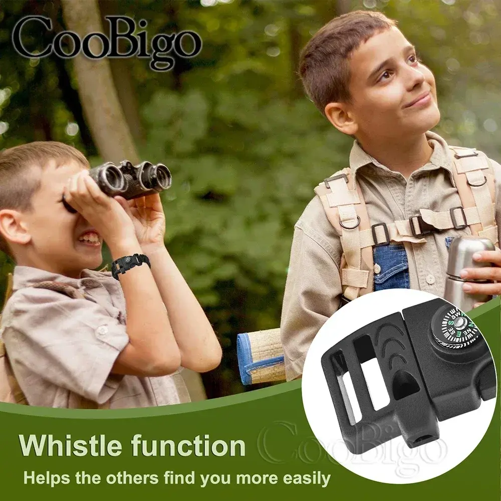 5pcs Compass Whistle Buckle Plastic Paracord Bracelet Clasp Outdoor Hiking Backpack Camping Emergency Survival Accessories