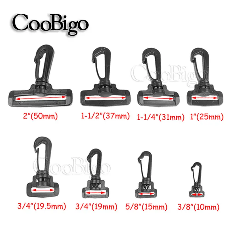 Plastic Snap Hook Swivel Clasp Clip Webbing Outdoor Backpack Straps Luggage Bag Keychain Lanyards DIY Accessories Black 5pcs