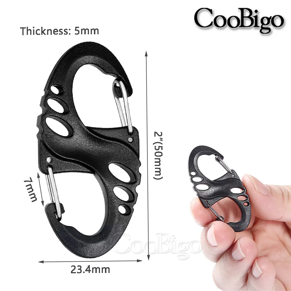 10pcs Carabiner S Shape Snap Hook Buckle for Keychain Key Ring Outdoor Camping Backpack Climbing Paracord Lanyard DIY Accessory