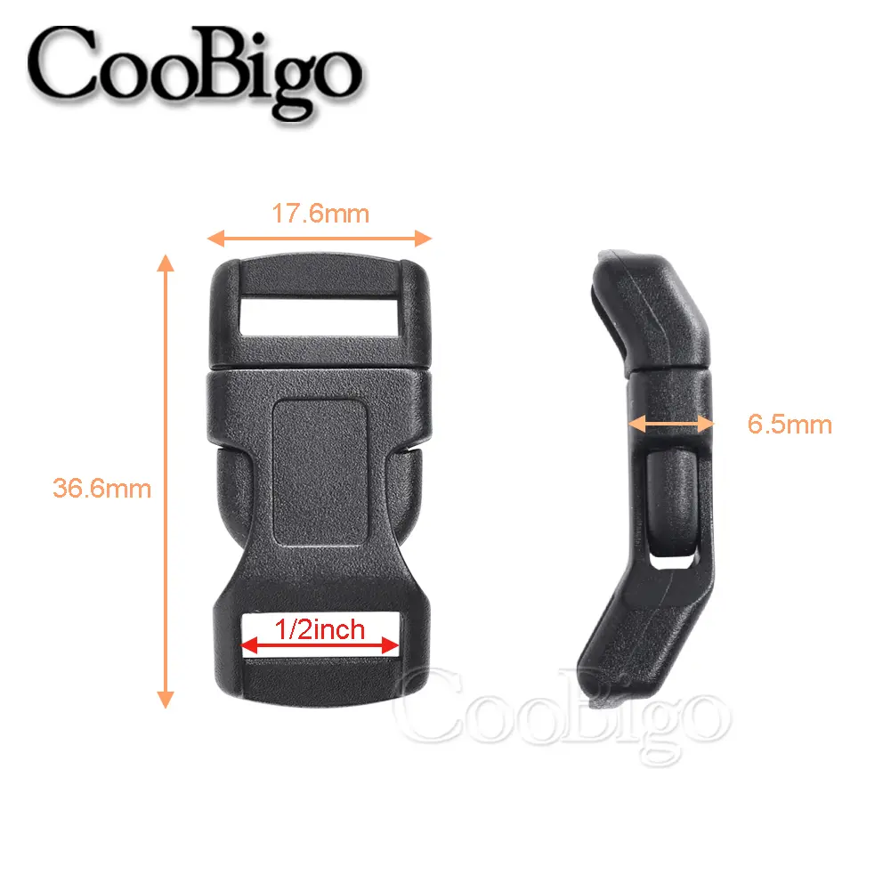20pcs 1/2" Curved Side Release Buckle Paracord Bracelets Clips Clasp Outdoor Camp Backpack Webbing Dog Collar Strap Accessories