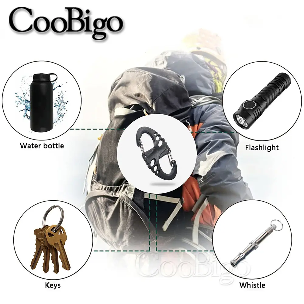 10pcs Carabiner S Shape Snap Hook Buckle for Keychain Key Ring Outdoor Camping Backpack Climbing Paracord Lanyard DIY Accessory