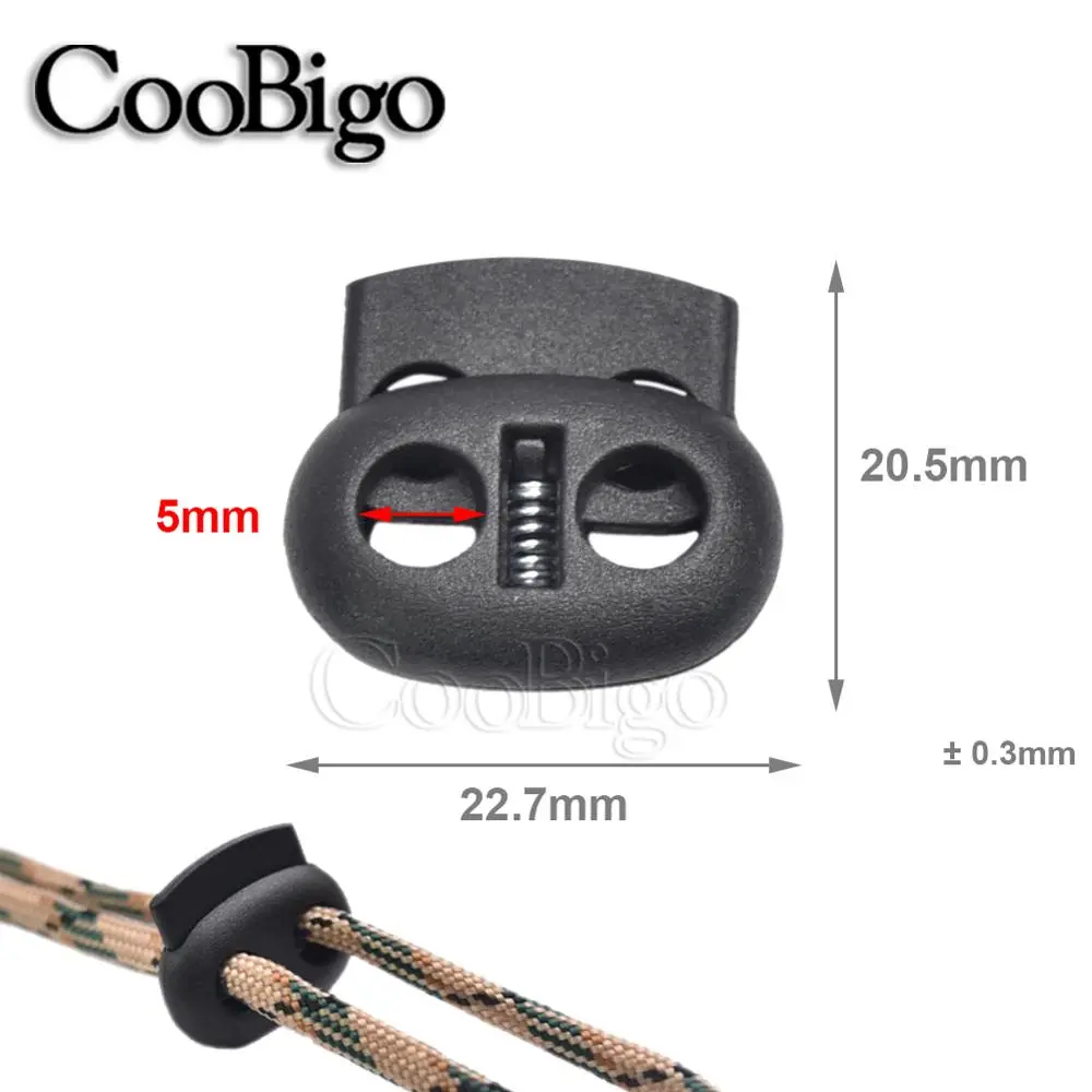 12pcs Cord Lock Stopper Paracord Clip Toggle Clamp Rope End Bean Buckle Lanyard Shoelace Sportswear Accessory 5mm Hole Colorful