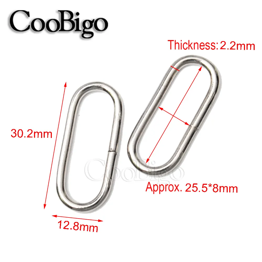 10pcs Metal Belt Loop Oval Rings Non-welded O-Ring D Ring for Backpack Bag Watch Strap Dog Collar Leather Webbing Accessories