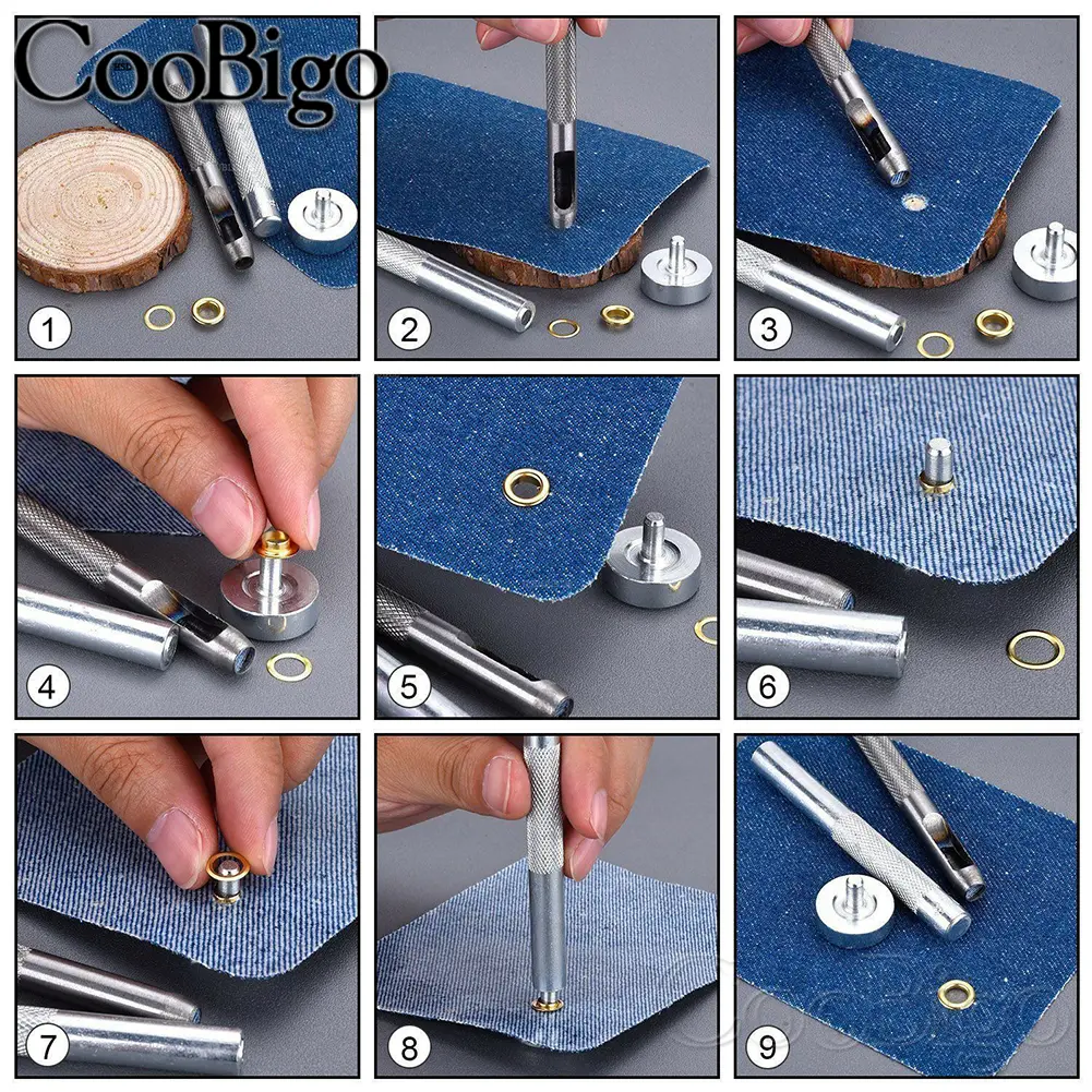 Eyelets Grommets Metal Rings Leather Craft Repair Camping Tent Awnings Auto Canvas Cover Sheet Outdoor Boots Black Nicke CooBigo