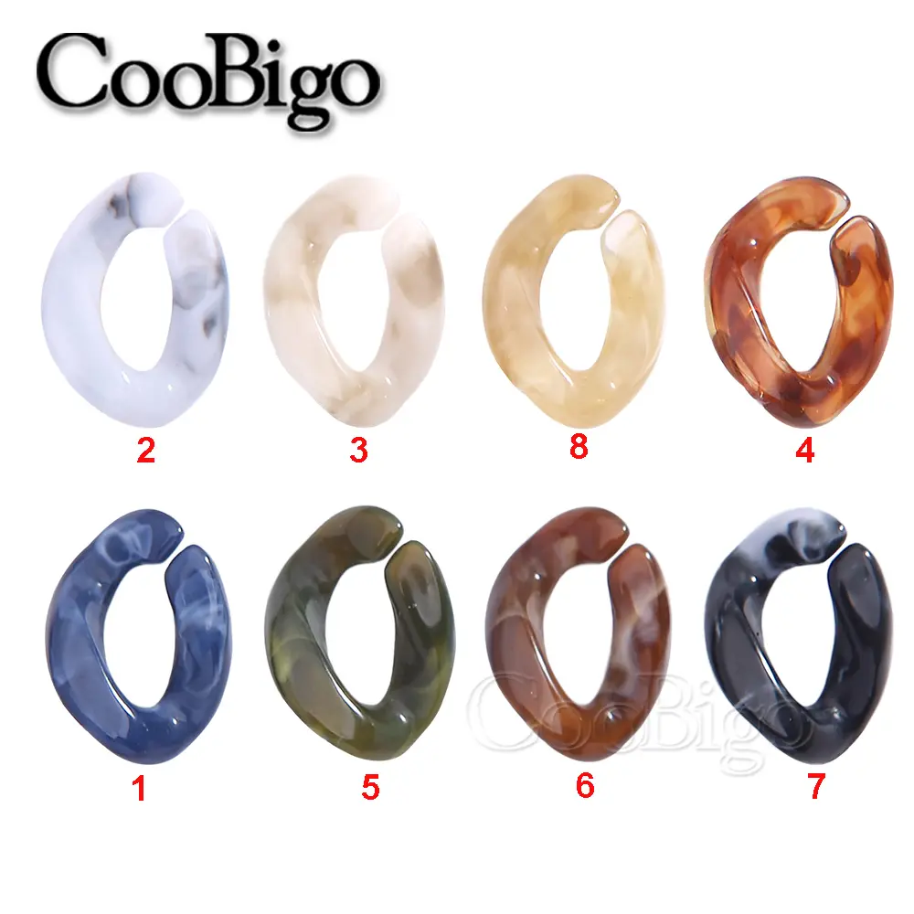 Marbling Acrylic Chain Links Plastic Beads for DIY Earrings Bracelet Necklace Glasses Masks Lanyard Accessories Colorful 50pcs