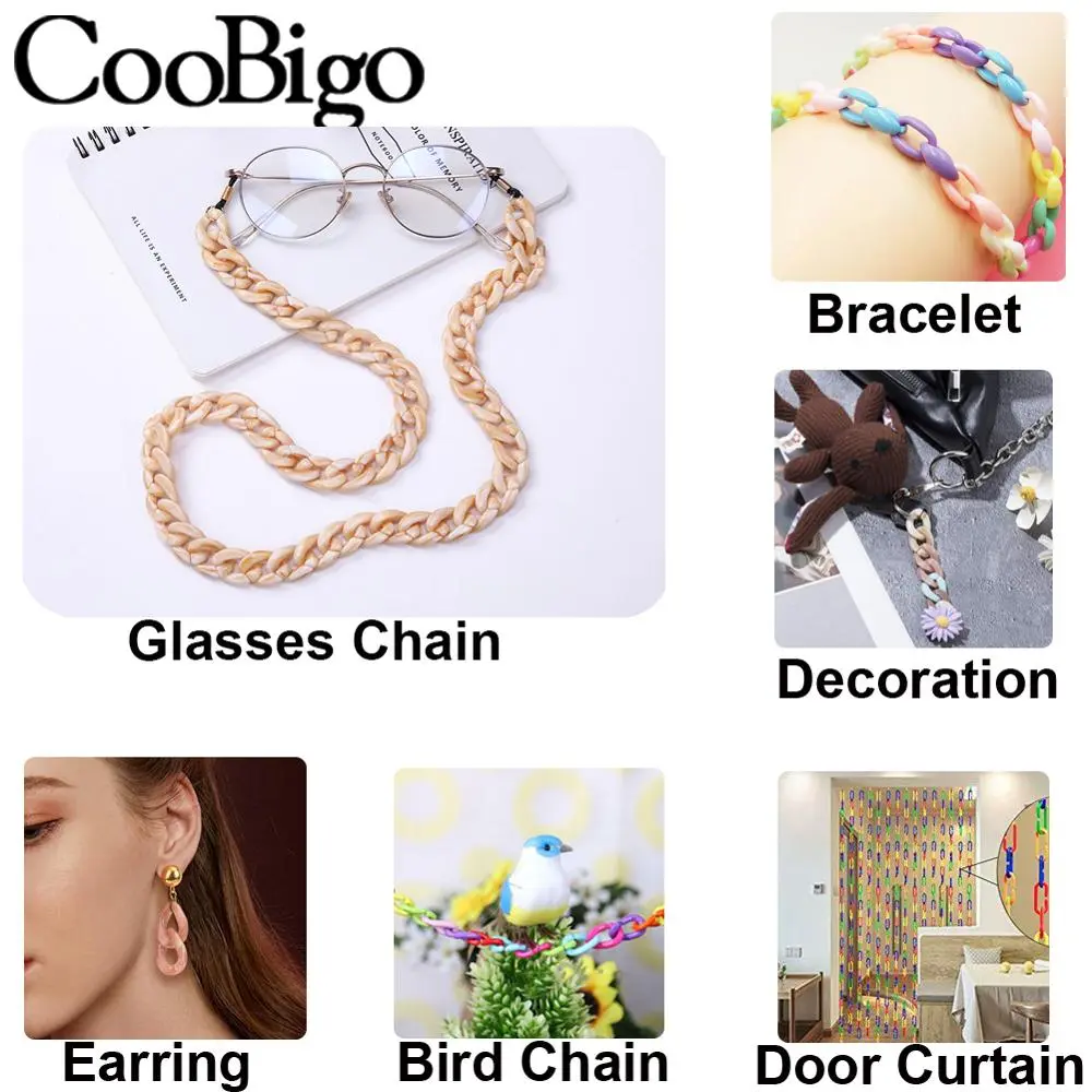 Marbling Acrylic Chain Links Plastic Beads for DIY Earrings Bracelet Necklace Glasses Masks Lanyard Accessories Colorful 50pcs