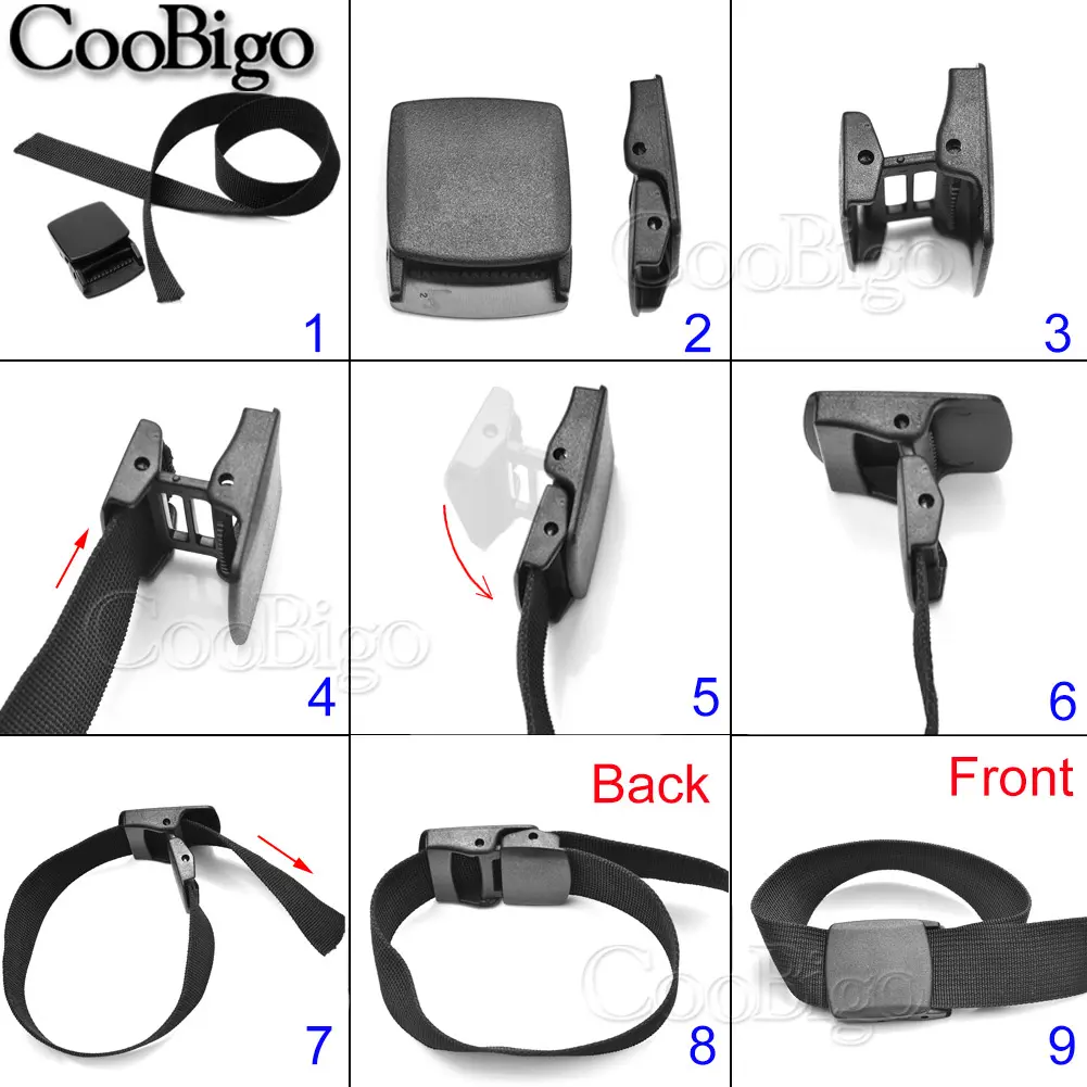Plastic Belt Buckle Toggle Tactical Clip Cam Webbing Strap Outdoor Backpack Clothes DIY Accessories Black 25mm 38mm 1pc