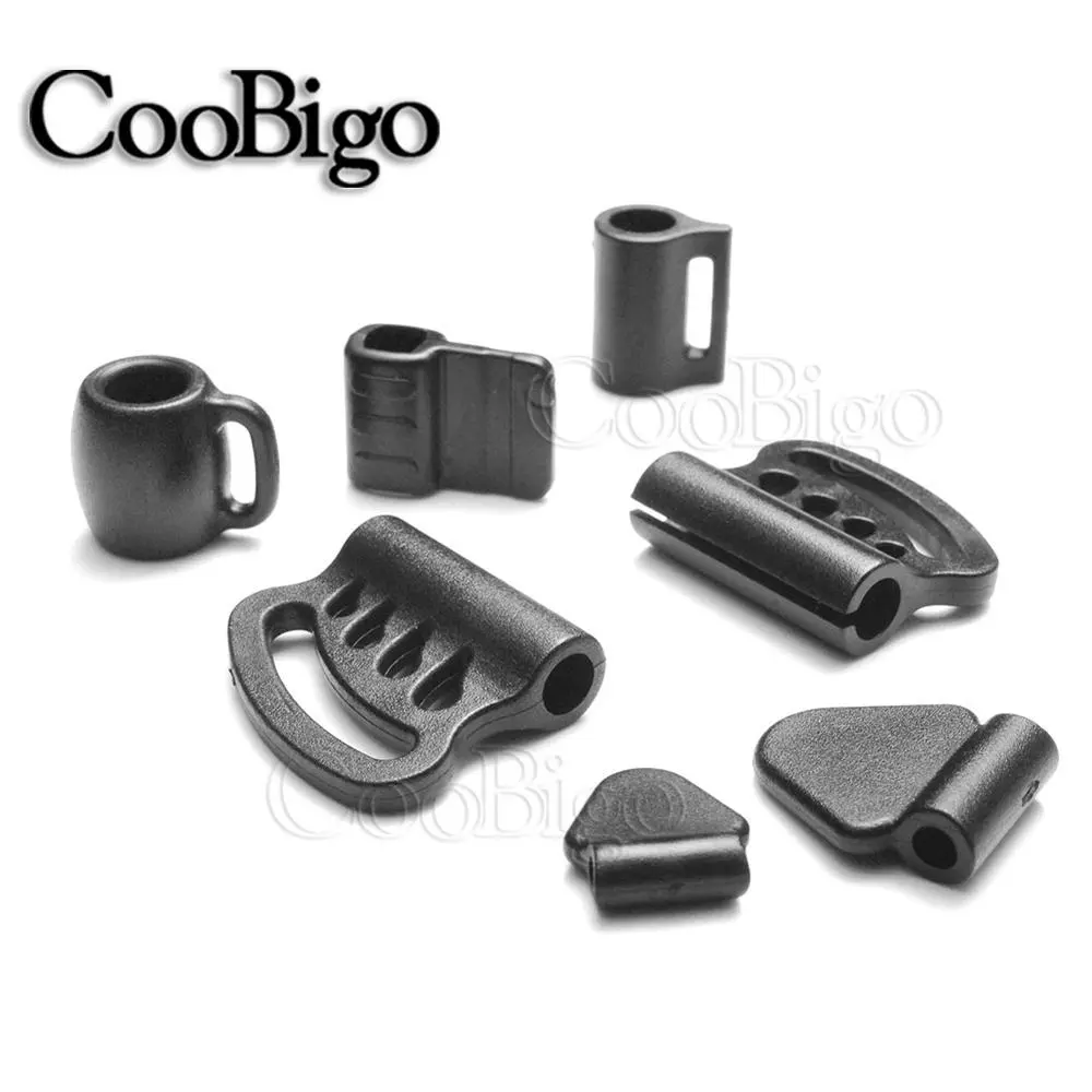 12pcs Multi Style Cord Ends Lock Stopper Sliding Rope Cord Bells For Paracord 550 Backpack Straps Webbing Bag Parts Accessories