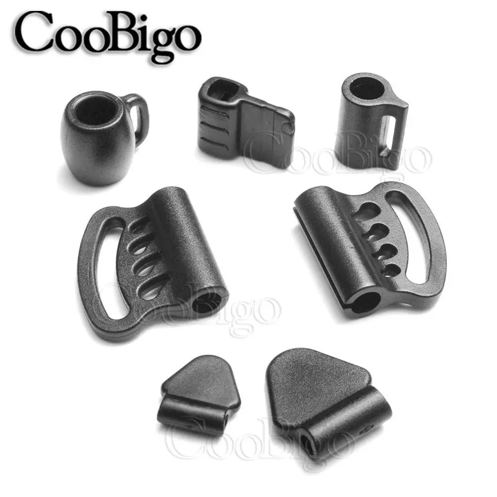 12pcs Multi Style Cord Ends Lock Stopper Sliding Rope Cord Bells For Paracord 550 Backpack Straps Webbing Bag Parts Accessories