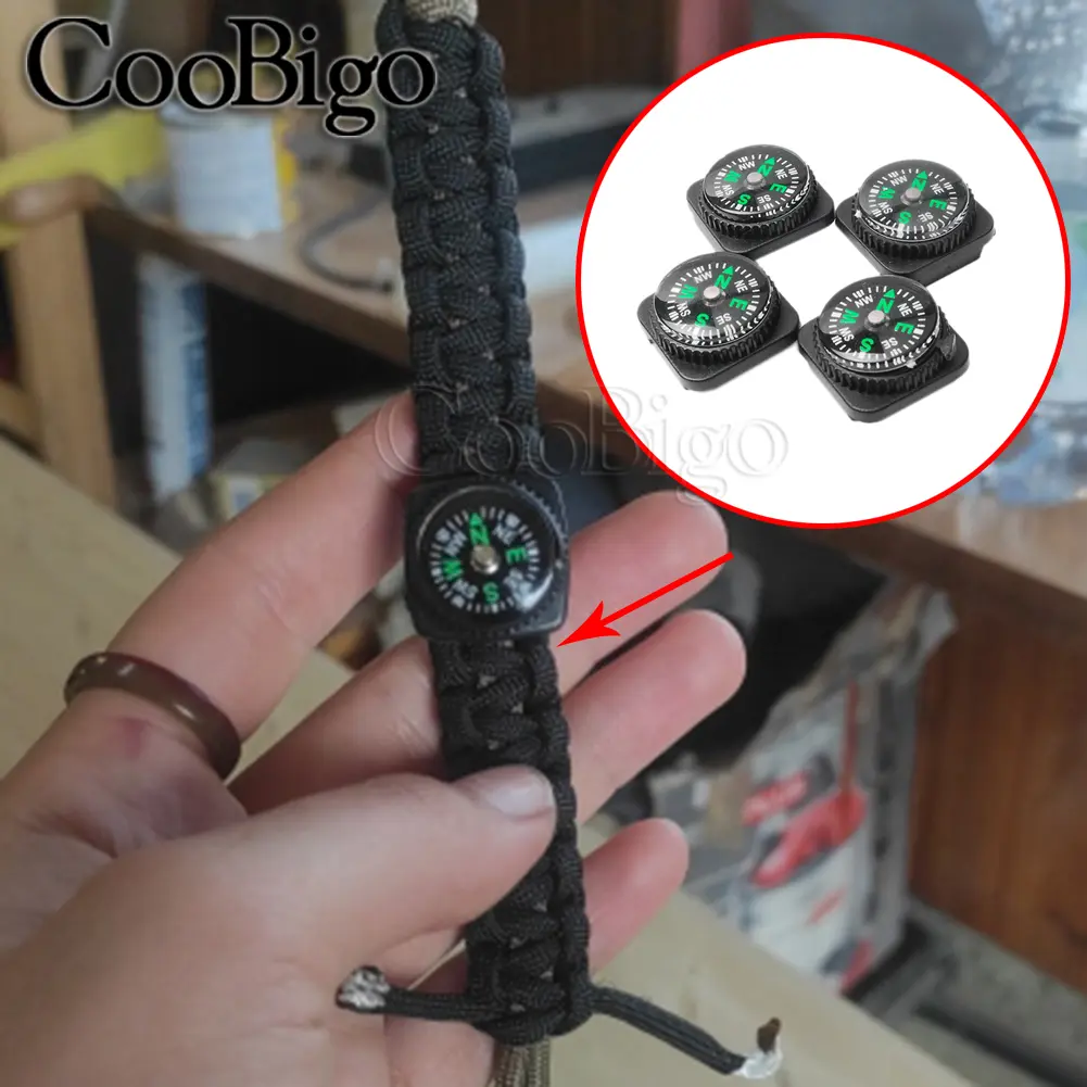 Mini Compass Portable North Navigation Button for Paracord Bracelet Bag Strap Watch Accessories Survival Outdoor Hiking Kit 1pc