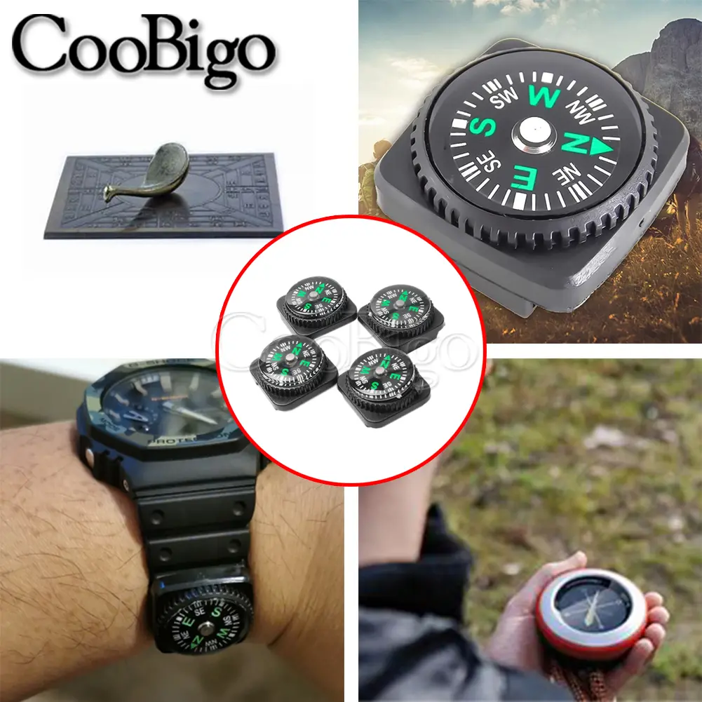 Mini Compass Portable North Navigation Button for Paracord Bracelet Bag Strap Watch Accessories Survival Outdoor Hiking Kit 1pc