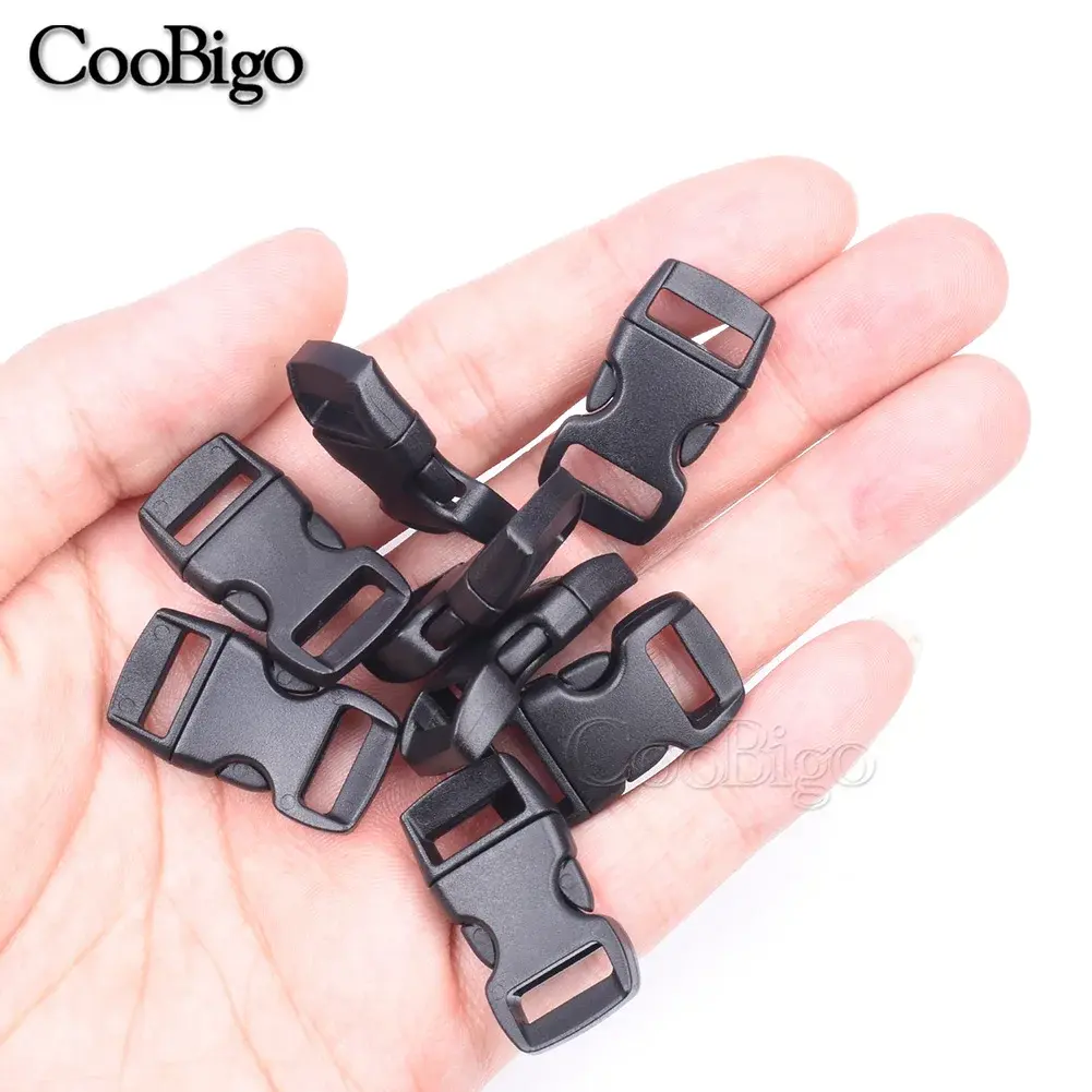 10pcs 3/8" Plastic Side Release Buckles Contoured Paracord Bracelets Clips for Outdoor Camping Backpack Bag Strap Dog Collar
