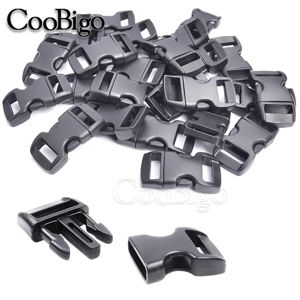 10pcs 3/8" Plastic Side Release Buckles Contoured Paracord Bracelets Clips for Outdoor Camping Backpack Bag Strap Dog Collar