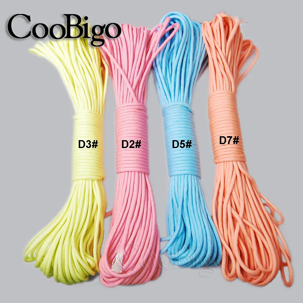 Parachute Cord Lanyard Luminous Paracord Bracelets Rope Tent Outdoor Climbing Camping Survival Accessories 4mm 10 20 50 100ft