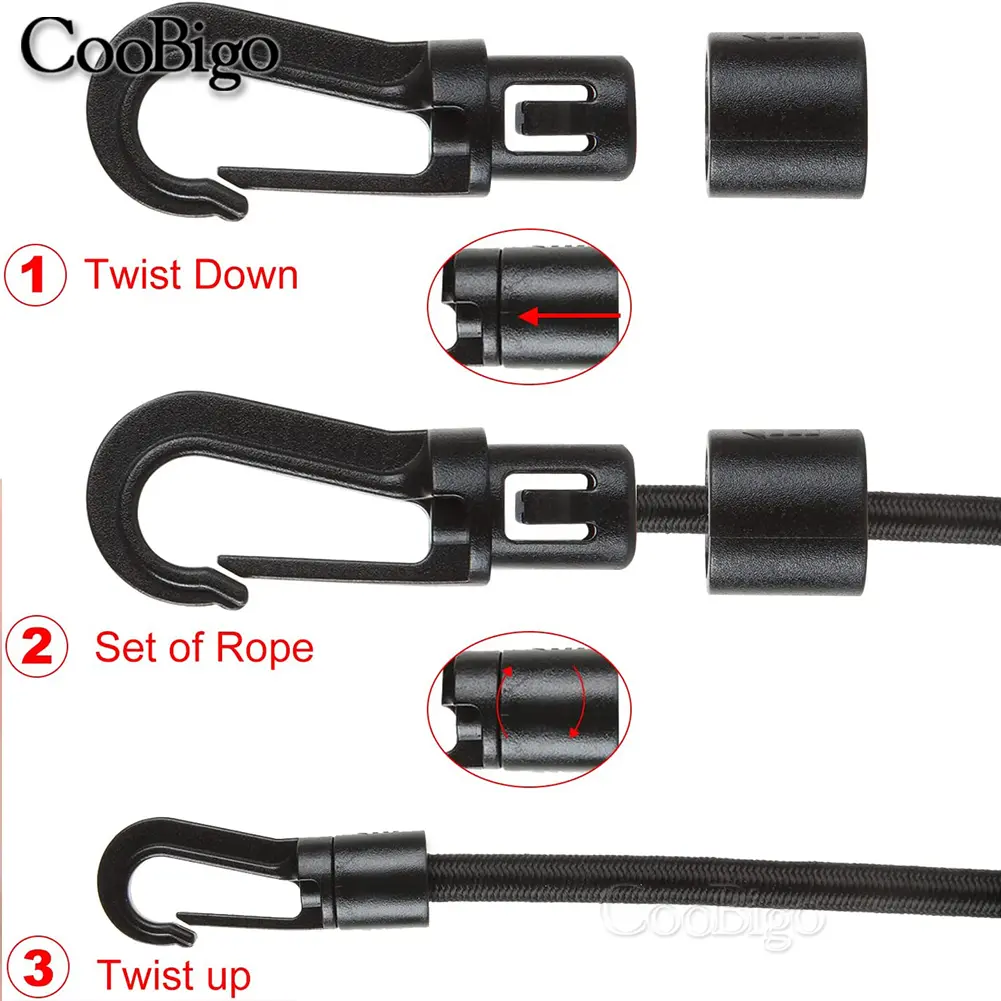 5mm 8mm Elastic Rope Hooks Bungee Shock Fastener Cord End Hanging Connector for Tying Kayak Boat Bike Tent Awning Parts 5/10pcs