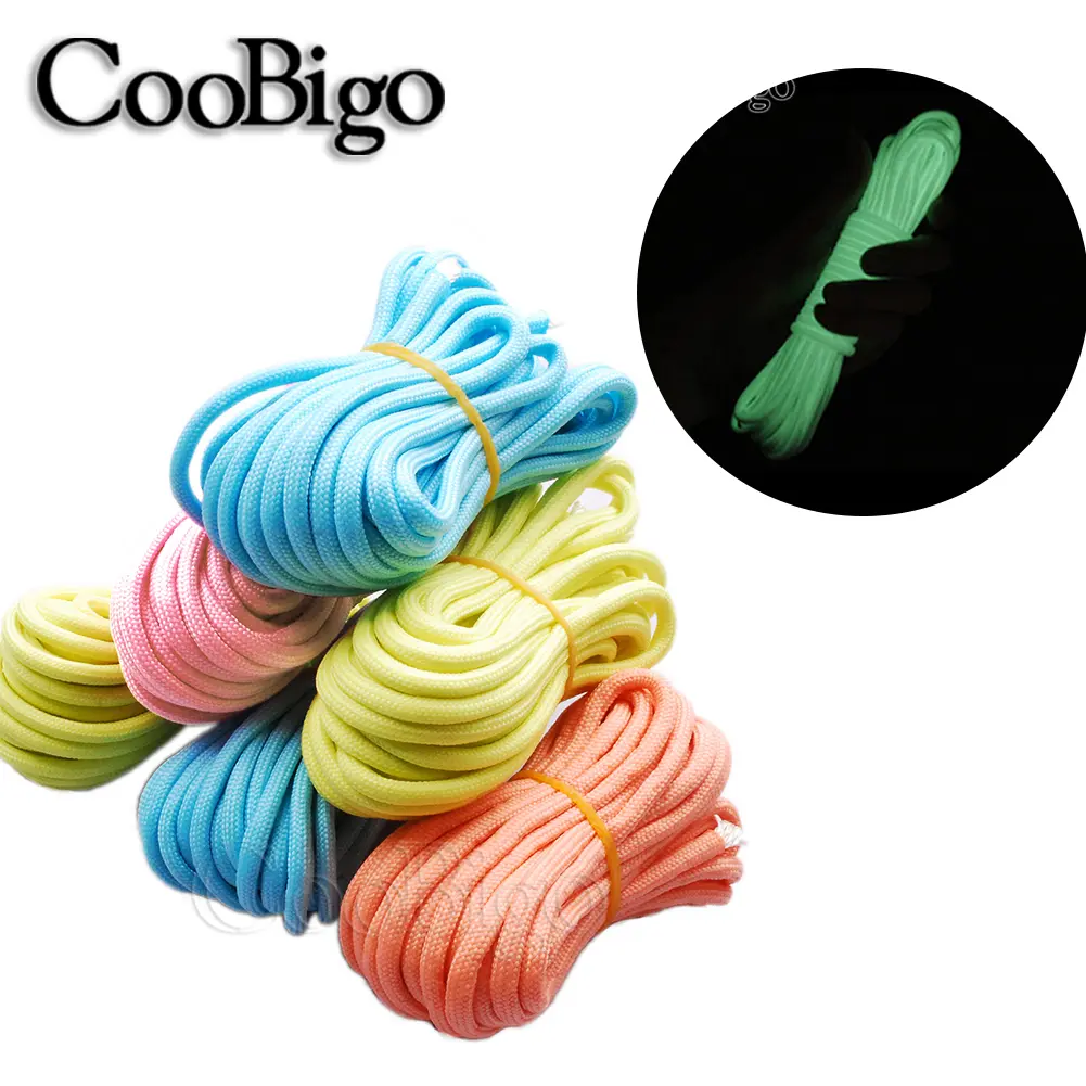 Parachute Cord Lanyard Luminous Paracord Bracelets Rope Tent Outdoor Climbing Camping Survival Accessories 4mm 10 20 50 100ft