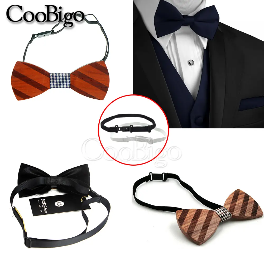 30pcs Elastic Bowknot Bow Tie Straps Adjustable Replacement Extender Buckle for Men Women Wedding Child Bowtie DIY Accessories