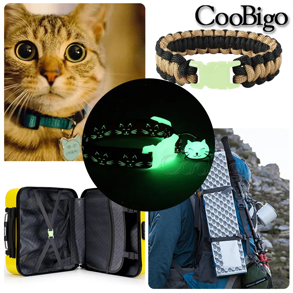 100pcs Paracord Bracelet Buckle Clips Fluorescence Plastic Buckle for Outdoor Camping Backpack Dog Collar Glow in the Dark 10mm