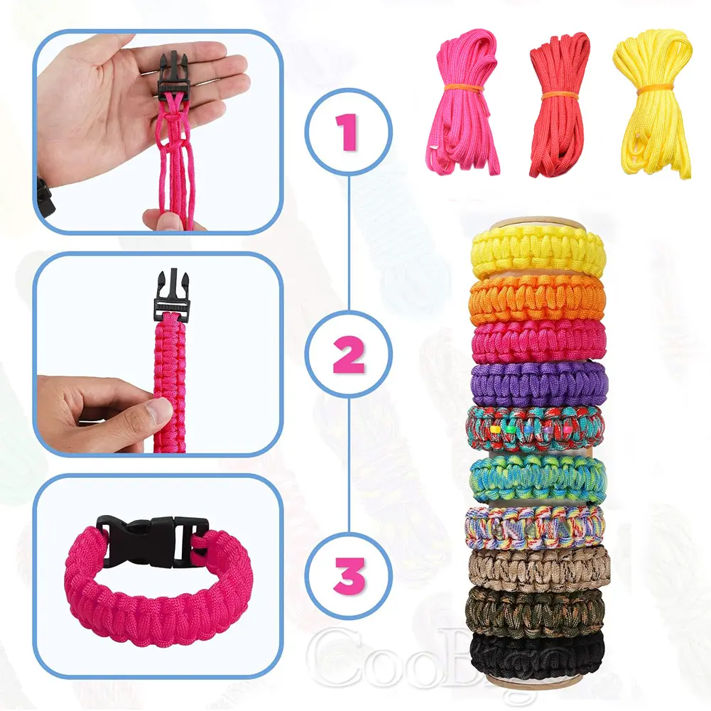 Parachute 550 Cord 10ft Side Release Buckle Set Tent Lanyard Paracord Bracelet Rope Dog Collar Weaving Camping Accessories
