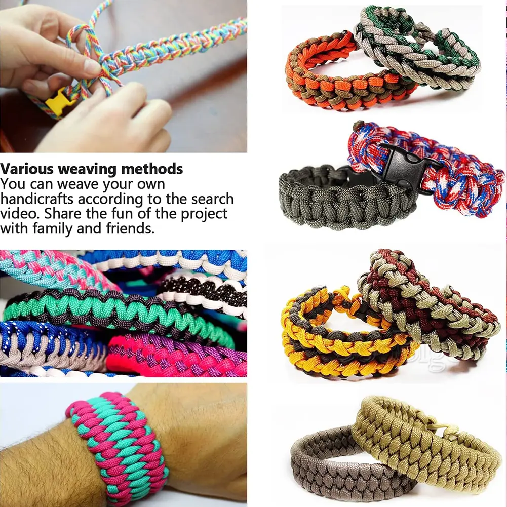 2mm Paracord Survival Parachute Cord Bracelet Rope Camping Strand Lanyard Outdoor Climbing Hiking Tent Equipment DIY Accessories