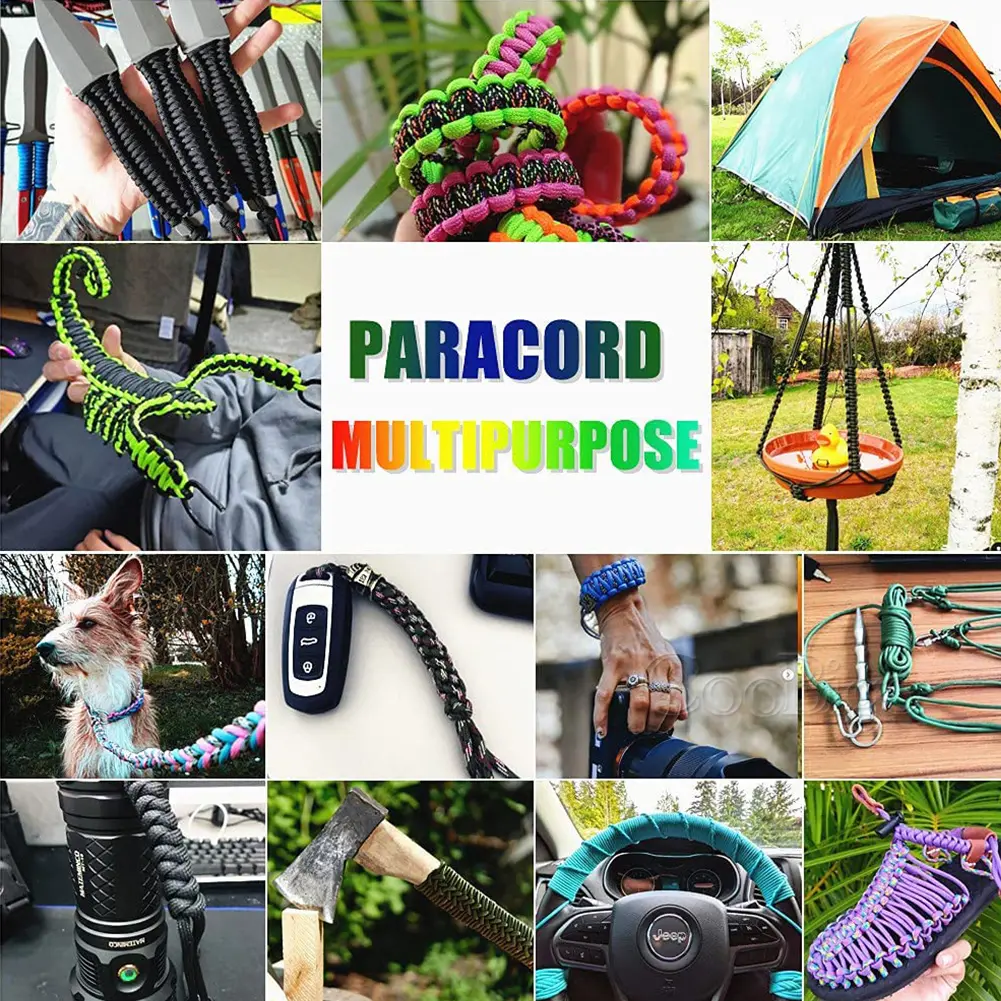2mm Paracord Survival Parachute Cord Bracelet Rope Camping Strand Lanyard Outdoor Climbing Hiking Tent Equipment DIY Accessories